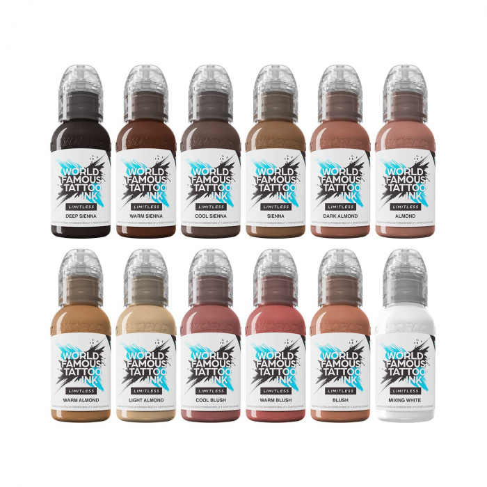 World Famous Limitless Tattoo Ink - Pink Ribbon Set - 12x 30ml